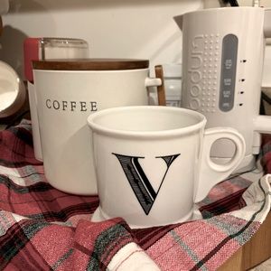 Anthropologie monogram mug “V”